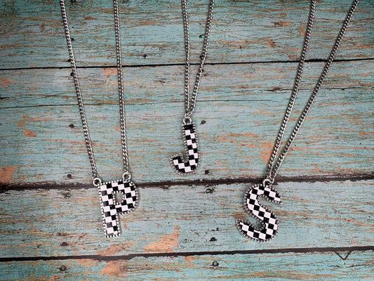 Checkered Initial Necklace