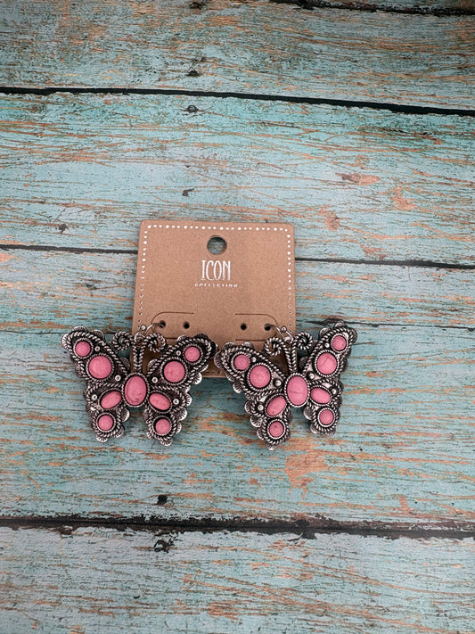 Pink Butterfly Earrings