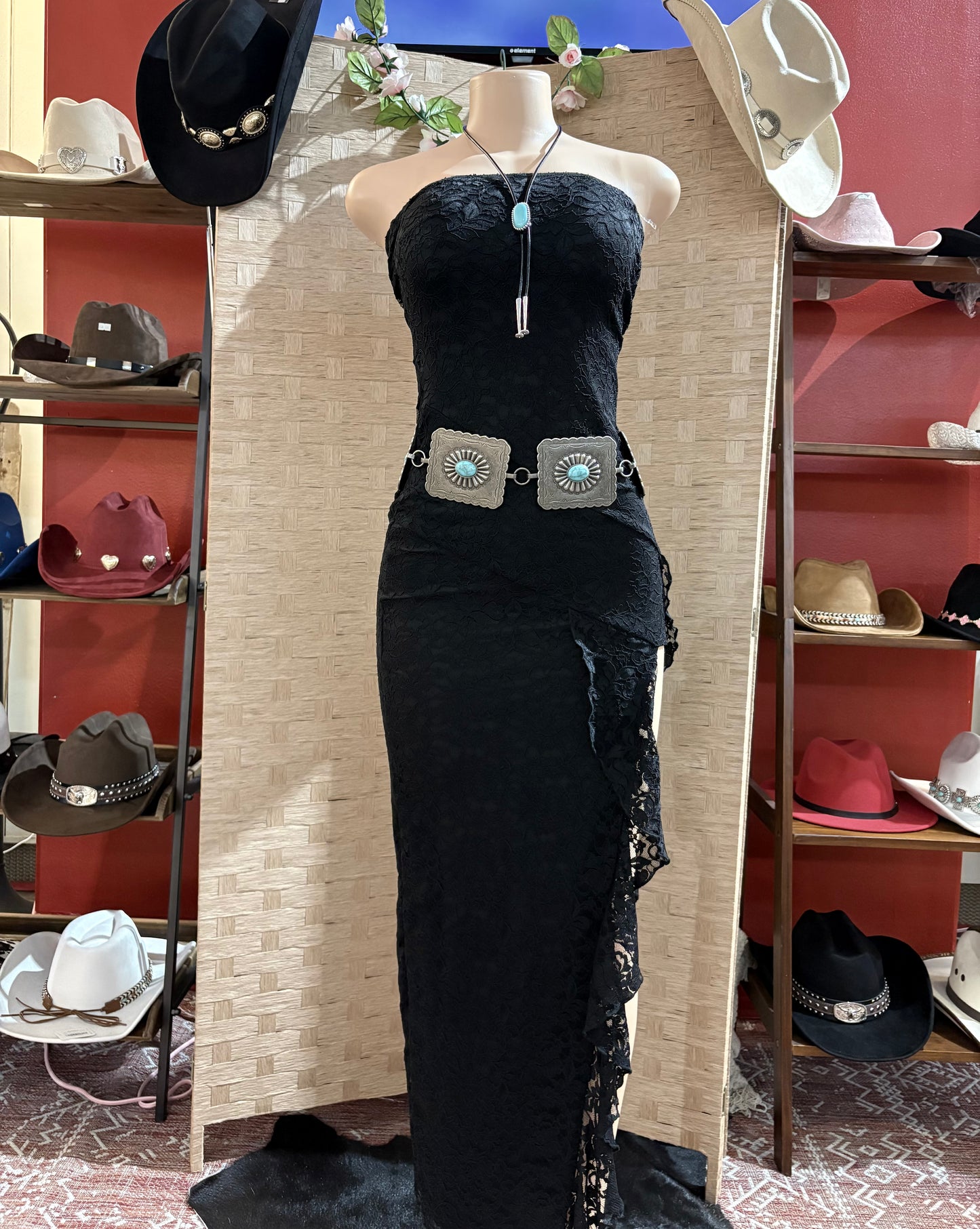 Side Slit Lace Dress