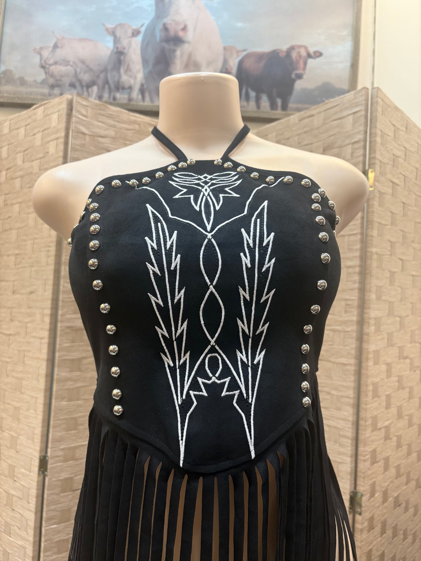 boot stitch top with fringe