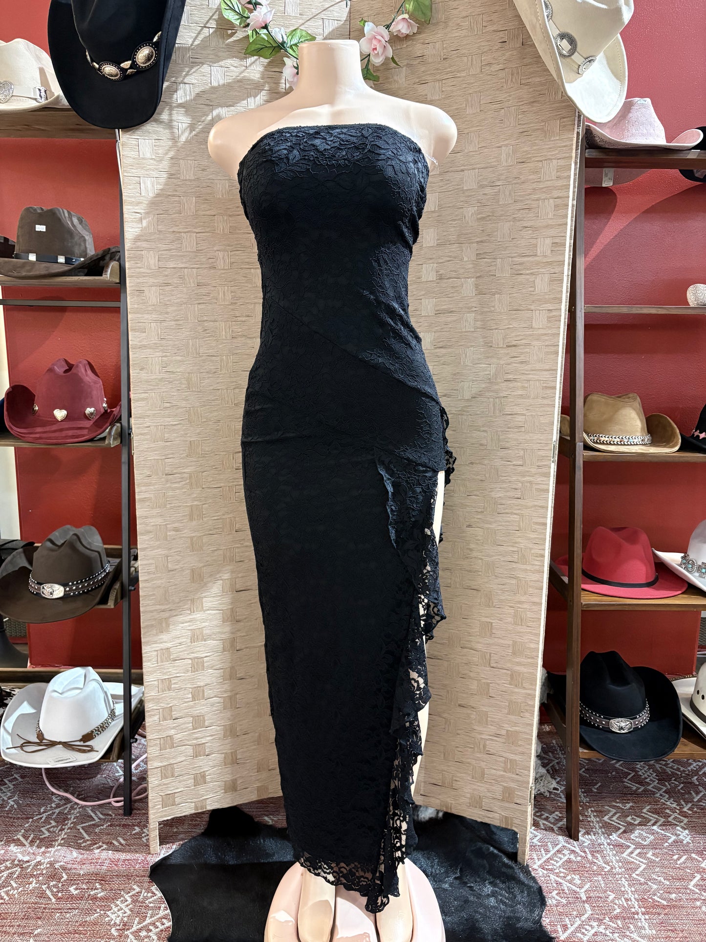 Side Slit Lace Dress